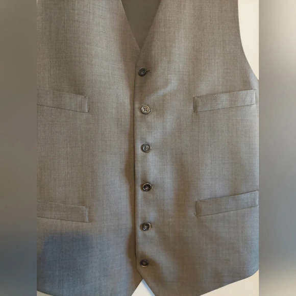 Wool adjustable Vest Brown-Gray Wedding Groomsmen Corporatecore Workwear 43L - Picture 5 of 7